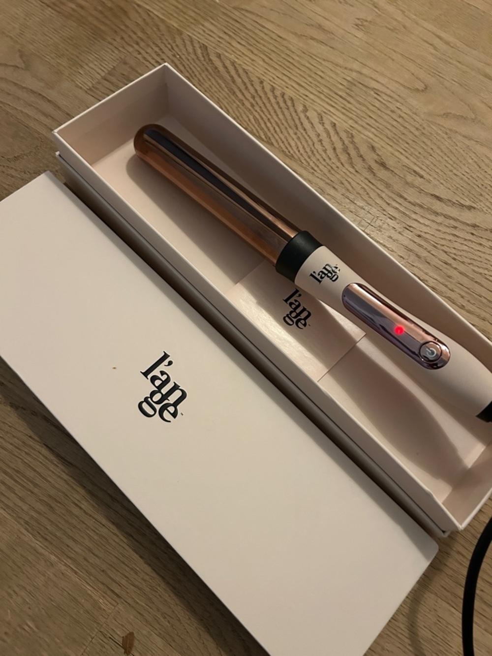 Lange White and Rose Gold Curling Wand New